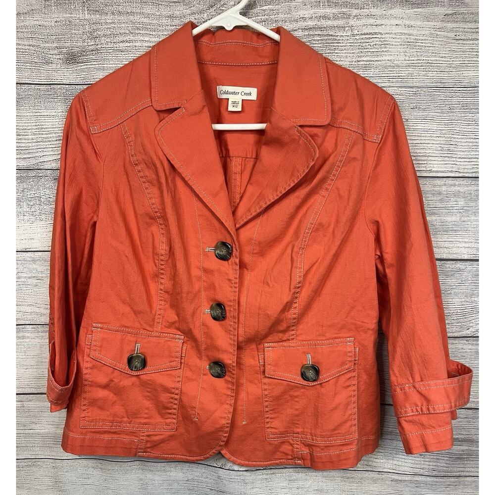 Cold Water Creek Coral Jacket 12P Light weight Women Perfect For Spring & Summer